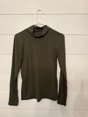 Anthropologie Olive Green Long-Sleeve Mock Neck Top